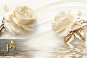 پوستر دیواری گل رز سفید کرمی H 1028